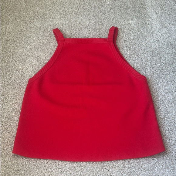 Alice and Olivia Cabot Ribbed High-Neck Fitted Crop Tank - Picture 2 of 7